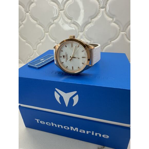 TechnoMarine MoonSun Women’s 40mm Rose Gold White Leather Mother of Pearl Dial main image 6